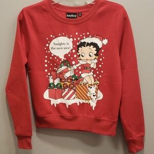 Betty Boop NWOT "Naughty is the New Nice!" Red Holiday Sweatshirt
